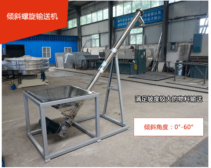 傾斜螺旋輸送機(jī)可用于60°范圍內(nèi)輸送散狀物料、不回流